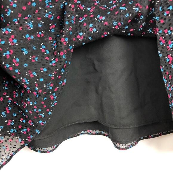 CeCe Long Sleeve Black Dress Wisttful Blooms Size 4 Retro Ditzy-floral Tie Neck - Picture 8 of 16